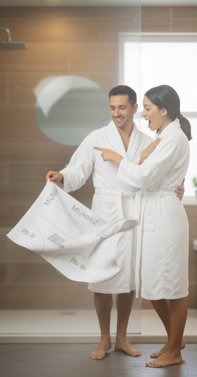 Dos personas usando la toalla MUNHIZ