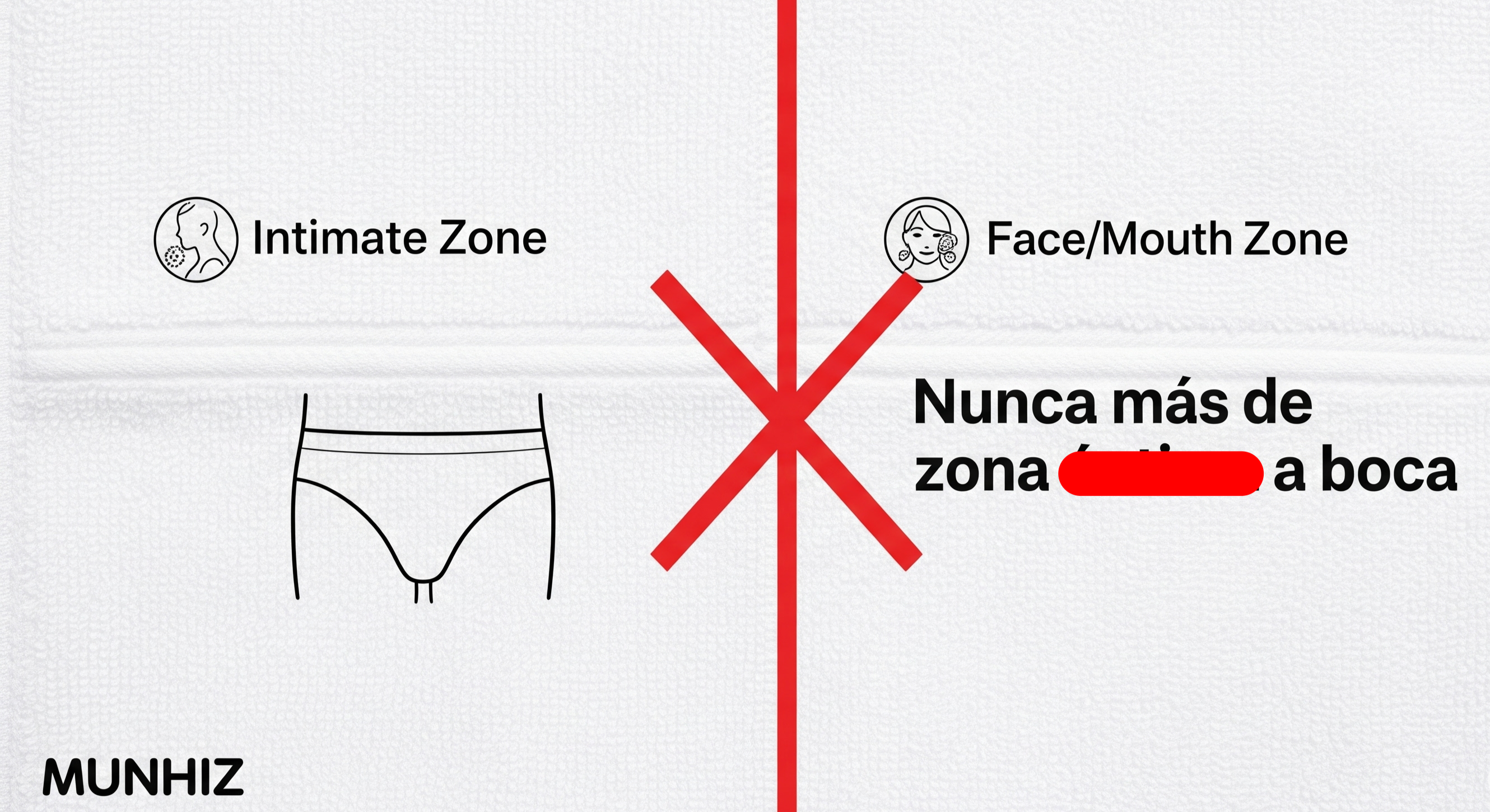 Toallas MUNHIZ evitan la contaminación cruzada de culo a boca.