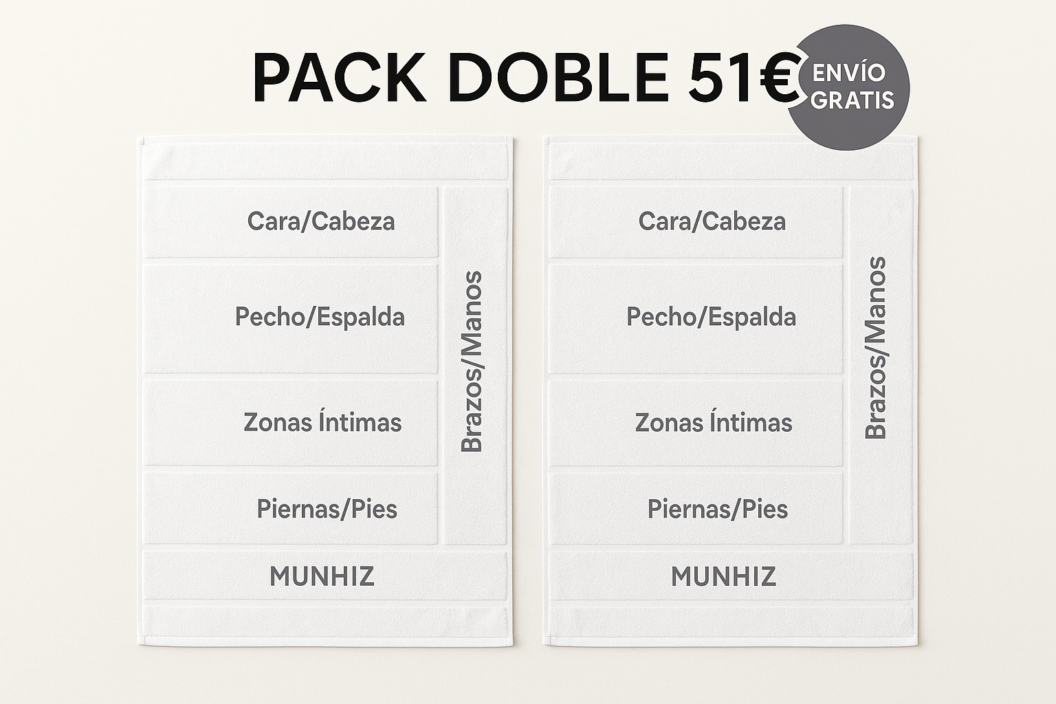 Pack Doble con zonas marcadas